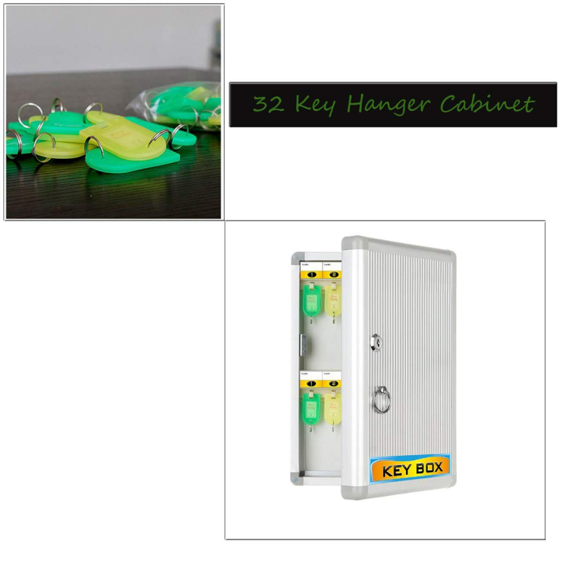 Defelom Key Box Aluminium Cabinet With Key Lock 32 Keys (Keychains Not Included) 7 Defelom Key Box Aluminium Cabinet With Key Lock 32 Keys (Keychains Not Included)