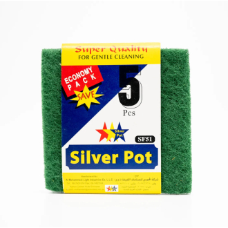 Silver Pot Scouring Pad 130x135mm Green 5pcs x 75 Pack (Pack of 360)