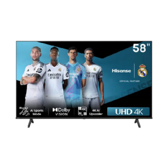 Hisense 58" LED UHD 4K Smart TV with Dolby Vision, 4K AI Upscaler, Game Mode PLUS, Voice Control, Precision Colour, VIDAA 58A6N