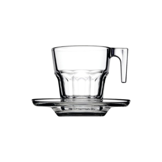 Pasabahce Casablanka Cup Saucer 70ml 6pcs Fully Tempered and Dishwasher Safe 95753
