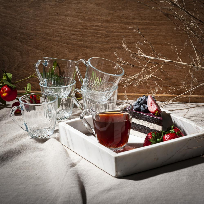 Pasabahce Mercan Mugs 160Ml 6Pcs Crystal Look, Refined Design And Dishwasher Safe 55733