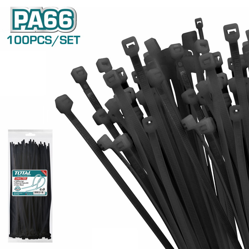 Total Cable Ties 400 x 7.6mm Black THTCTB40076 (100pcs Set)