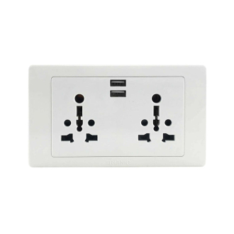 Tronic Twin Universal Socket with 2 USB