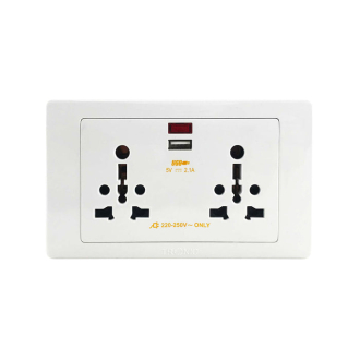 Tronic Twin Universal Socket with 1 USB
