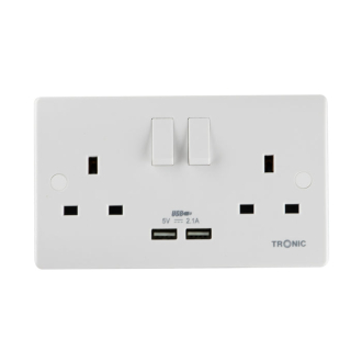 Tronic Twin Switch Socket with 2 USB
