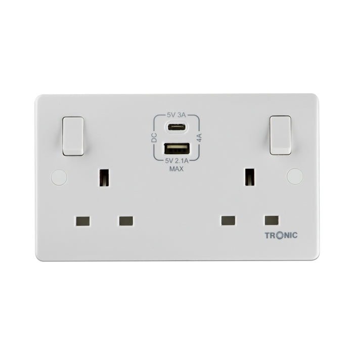 Tronic Twin Switch Socket With Usb + Type C 1 Tronic Twin Switch Socket With Usb + Type C