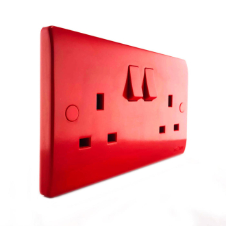 Tronic Red Twin Switch Socket