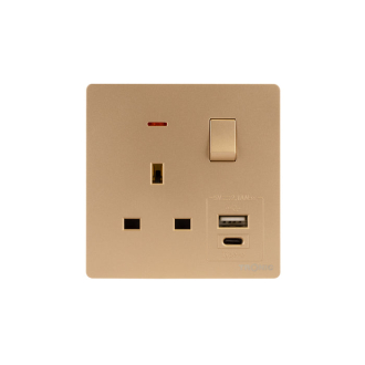 Tronic Single Switch Socket with USB + Type C