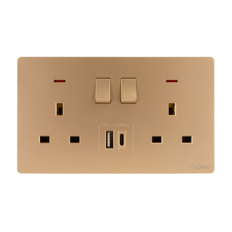 Tronic Twin Switch Socket with USB + Type C