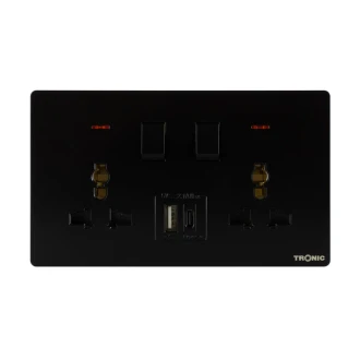 Tronic Universal Switch Socket Twin with USB + Type C