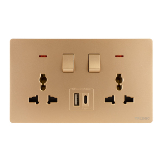 Tronic Universal Switch Socket Twin with USB + Type C