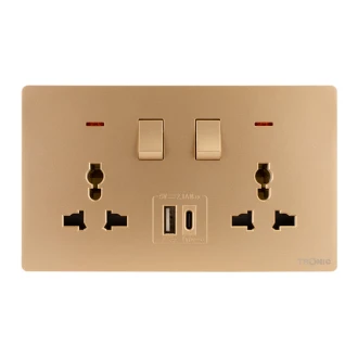 Tronic Universal Switch Socket Twin with USB + Type C