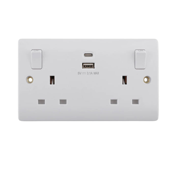 Tronic Twin Switch Socket With Type C + Usb 1 Tronic Twin Switch Socket With Type C + Usb
