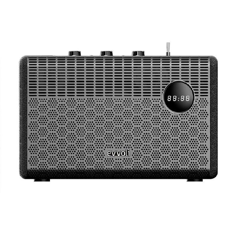 Evvoli Retro Bluetooth Speaker 50W Portable Heavy Bass Speaker Black Evaud-Rb51A 1 Evvoli Retro Bluetooth Speaker 50W Portable Heavy Bass Speaker Black Evaud-Rb51A