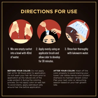 Vatika Henna Hair Color Hair Dye, Conditioner, Zero Ammonia Henna for Strong and Shiny Hair, Natural Black 6 Sachets