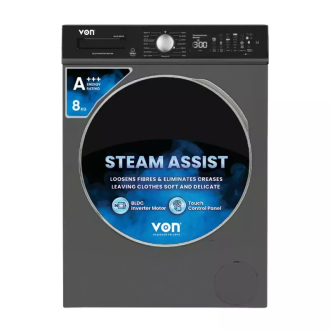 Von Front Load Washing Machine 8 KG, Silver Inverter Motor VALW-08FVK