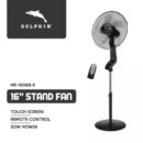 Dolphin Stand Fan - 16", 50W with Timer & Speed Settings, Plastic Blades, Remote Control and Touch Screen, ME-16088.