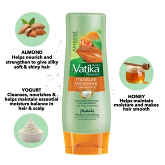 Vatika Conditioner Moisture Treatment, Enriched with Almond & Honey, Deep Nourishment, for Dry and Frizzy Hair 200ml (Pack of 3)