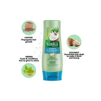 Vatika Conditioner Volume & Thickness, Natural Moisturizing Hair Conditioner for Women, with All Hair Types. Scalp Hydrating Moisturizer, 400ml Coconut (Pack of 3)