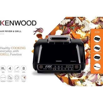 Kenwood Airfryer 8l Digital Touch Screen 4 in 1 Fry, Grill, Roast and Bake 1700w Ghf40.000bk4 Grill Levels, 8 Preset Functions - Grill, Air Crisp, Roast, Bake, Pizza, Reheat, Dehydrate & Manual Function