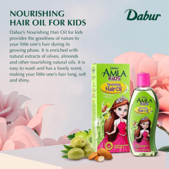 Dabur Amla Hair Oil Kids Natural Goodness of Amla, Olive, and Almond, Promotes Long, Strong, and Healthy Hair 200ml (Pack of 6)