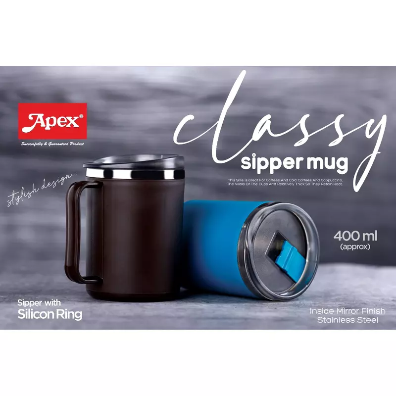 Apex Classy Sipper Mug 400Ml Inside Mirror Finish Stainless Steel Bpa Free 450179 3 Apex Classy Sipper Mug 400Ml Inside Mirror Finish Stainless Steel Bpa Free 450179