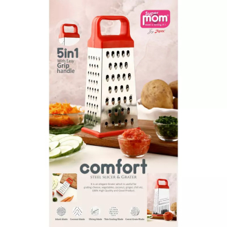 Supermom Comfort Slicer and Grater 5 in 1 Plastic Handle with Stainless Steel Blades Easy Grip 573362