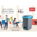 Apex Push and Pedal Dustbin 6.5l Capacity Plastic Lightweight Unbreakable 450445