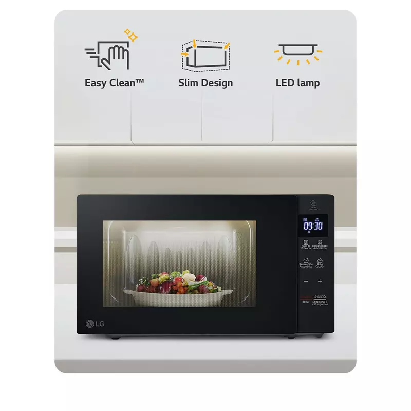 Lg Microwave 20L - 1350W, Neochef™, Easyclean™, Slim Design, Led Lamp, Black, Ms2032Gas. 12 Lg Microwave 20L - 1350W, Neochef™, Easyclean™, Slim Design, Led Lamp, Black, Ms2032Gas.