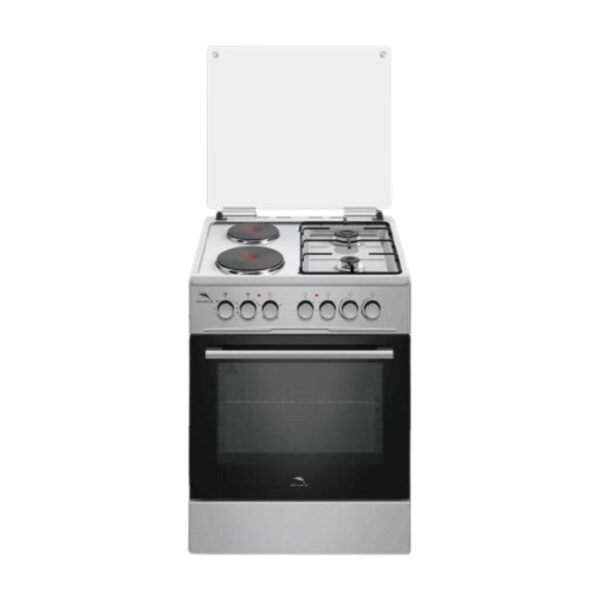 Dolphin Free Standing Cooking Range 60x60, 2 Gas Burners, 2 Electric Hot Plate & Electric Oven, Inox FS06060I-2G2E/E