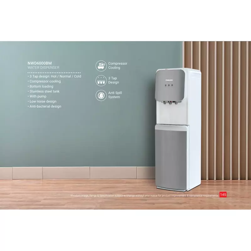 Nikai Water Dispenser 3 Taps Bottom Load With Pump Nwd6000Bm 3 Taps Hot Normal And Cold Compressor Cooling Steel Tank Anti Bacterial Design 2 Nikai Water Dispenser 3 Taps Bottom Load With Pump Nwd6000Bm 3 Taps Hot Normal And Cold Compressor Cooling Steel Tank Anti Bacterial Design