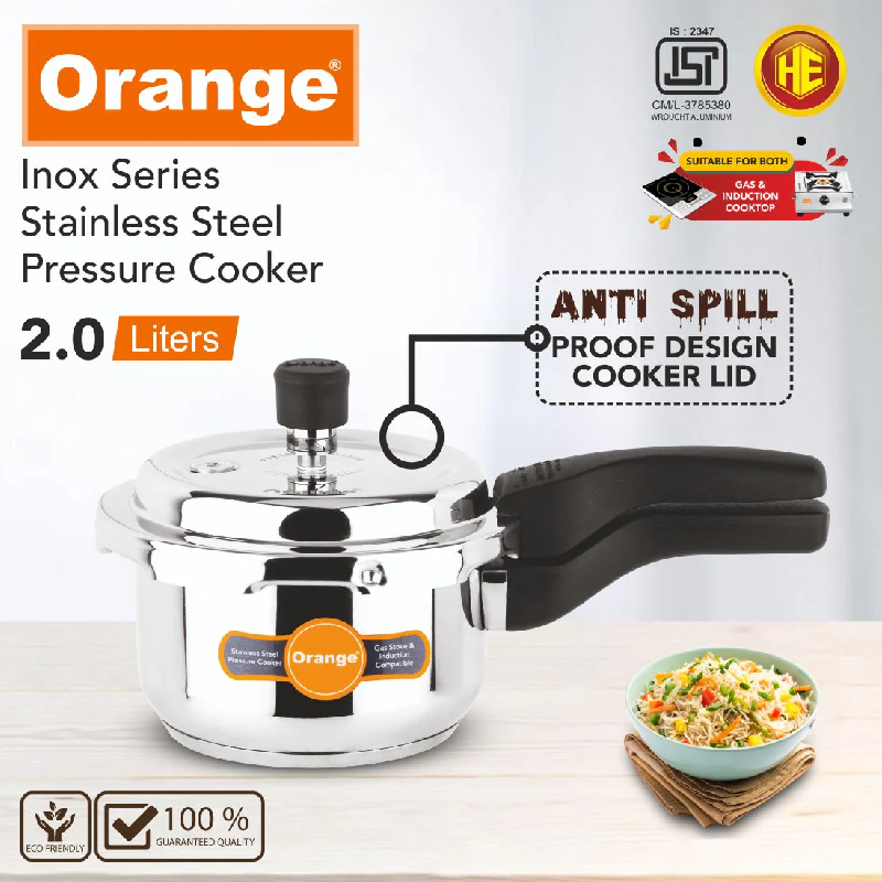 Orange Stainless Steel Pressure Cooker 2L With Outer Lid Inox Series Ospc549 1 Orange Stainless Steel Pressure Cooker 2L With Outer Lid Inox Series Ospc549