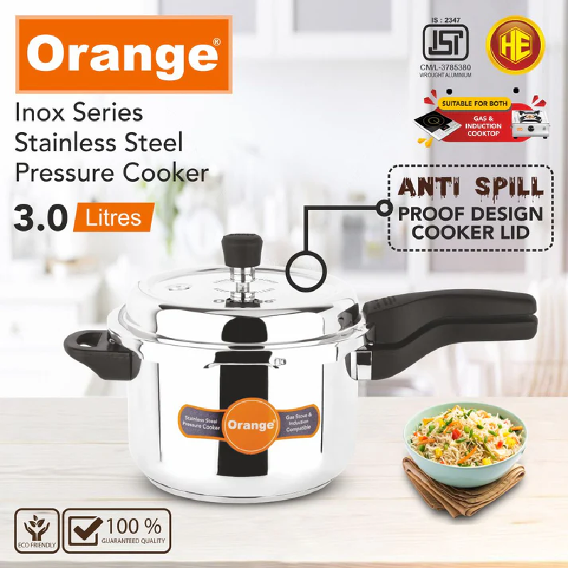 Orange Stainless Steel Pressure Cooker 3L With Outer Lid Inox Series Ospc550 2 Orange Stainless Steel Pressure Cooker 3L With Outer Lid Inox Series Ospc550