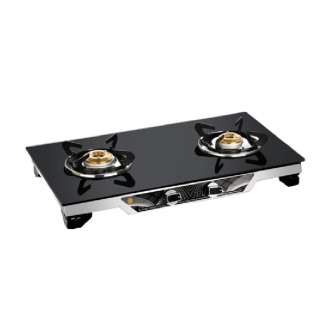 Orange Gas Stove Flora 201 with 2 Burner, Toughened Glass Top OLPG249