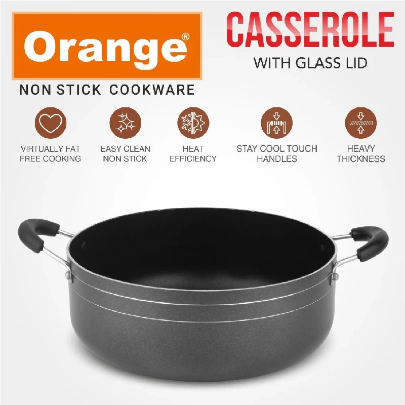 Orange Cook &Amp; Serve Non-Stick Casserole 18Cm 1.7L With Glass Lid Onsc033 4 Orange Cook &Amp; Serve Non-Stick Casserole 18Cm 1.7L With Glass Lid Onsc033