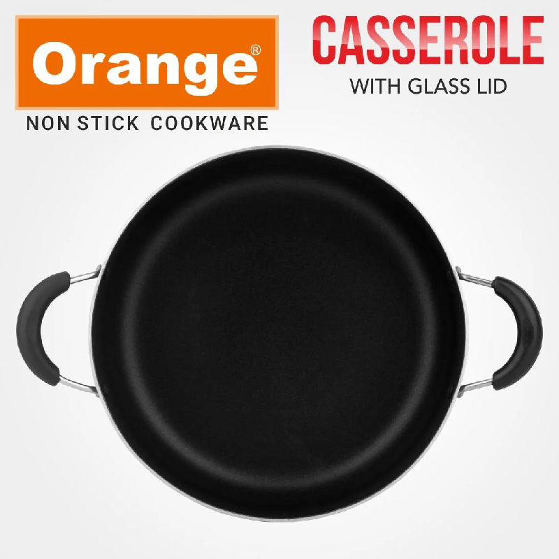 Orange Cook &Amp; Serve Non-Stick Casserole 22Cm 3L With Glass Lid Onsc035 3 Orange Cook &Amp; Serve Non-Stick Casserole 22Cm 3L With Glass Lid Onsc035