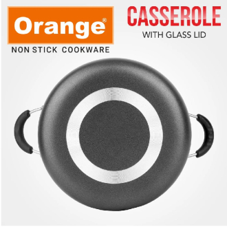 Orange Cook & Serve Non-Stick Casserole 22cm 3L with Glass Lid ONSC035