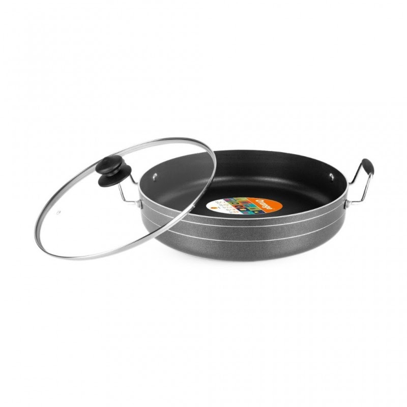 Orange Jumbo Fry Pan 32Cm 6L Non-Stick With Glass Lid Onsc055 1 Orange Jumbo Fry Pan 32Cm 6L Non-Stick With Glass Lid Onsc055