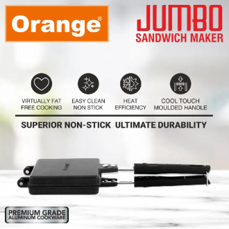Orange Jumbo Sandwich Toaster, Non-Stick + Granite Coating ONSC081