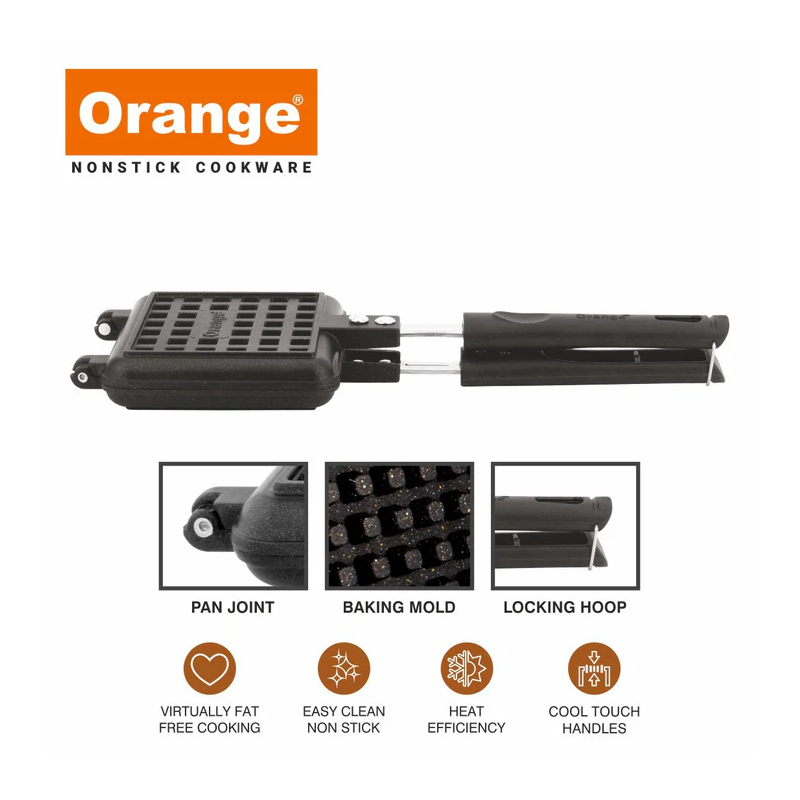 Orange Jumbo Waffle Maker, Non-Stick + Granite Coating Onsc083 4 Orange Jumbo Waffle Maker, Non-Stick + Granite Coating Onsc083