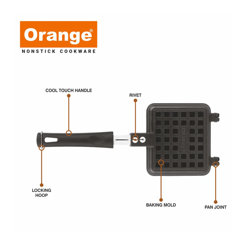 Orange Jumbo Waffle Maker, Non-Stick + Granite Coating Onsc083 5 Orange Jumbo Waffle Maker, Non-Stick + Granite Coating Onsc083