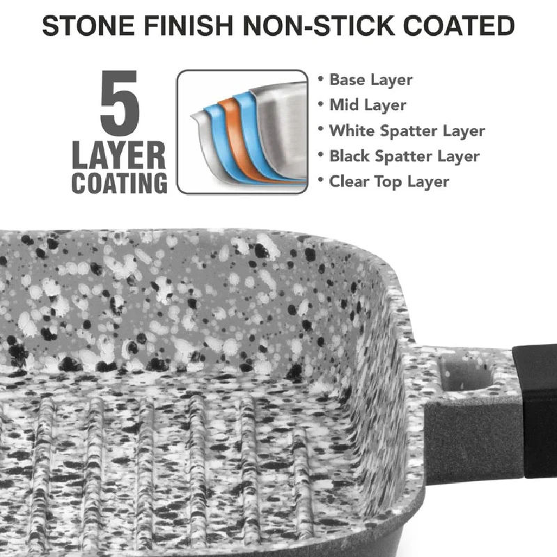 Orange Grill Pan Stone Finish 24Cm Non-Stick With Glass Lid, 5 Layer Coating Onsc397 7 Orange Grill Pan Stone Finish 24Cm Non-Stick With Glass Lid, 5 Layer Coating Onsc397