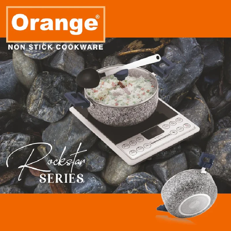 Orange Casserole Stone Finish Nonstick 24Cm With Toughened Glass Lid Rockstar Series Onsc403 3 Orange Casserole Stone Finish Nonstick 24Cm With Toughened Glass Lid Rockstar Series Onsc403