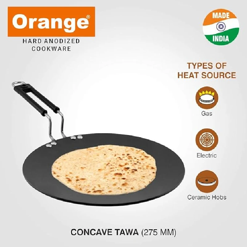 Orange Hard Anodized Chapati Tawa Non-Stick 27Cm Ohac086 3 Orange Hard Anodized Chapati Tawa Non-Stick 27Cm Ohac086