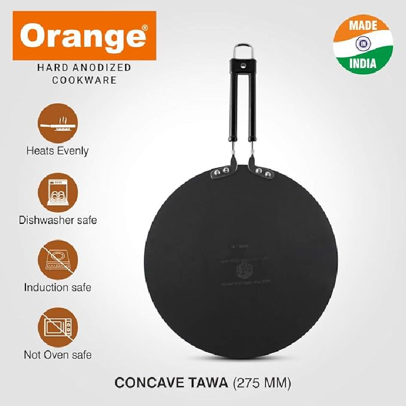 Orange Hard Anodized Chapati Tawa Non-Stick 30Cm Ohac087 2 Orange Hard Anodized Chapati Tawa Non-Stick 30Cm Ohac087