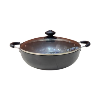 Orange Hard Anodized Deep Kadai No14 3.5L with Glass Lid OHAC106