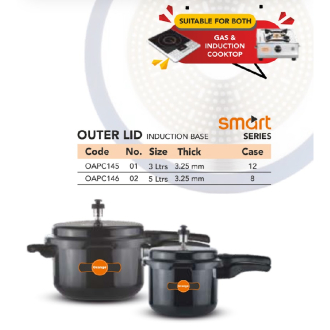 Orange Pressure Cooker Hard Anodized + Induction Based 5L with Smart Outer Lid OAPC164