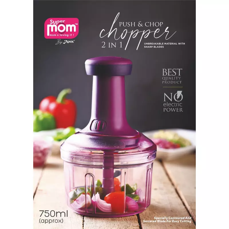 Supermom Push N Chop Chopper 750Ml 2 In 1 Stainless Steel Blades 572259 3 Supermom Push N Chop Chopper 750Ml 2 In 1 Stainless Steel Blades 572259
