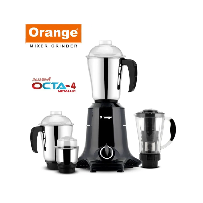 Orange Mixer Grinder 750W With 3Pcs Stainless Steel Jars, 1 Polycarbonate Juice Jar, Black Octa 4 2 Orange Mixer Grinder 750W With 3Pcs Stainless Steel Jars, 1 Polycarbonate Juice Jar, Black Octa 4