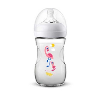 Philips Avent Bottle Natural Flamingo 260ml/9oz 2 Holes 1m+ 070/21